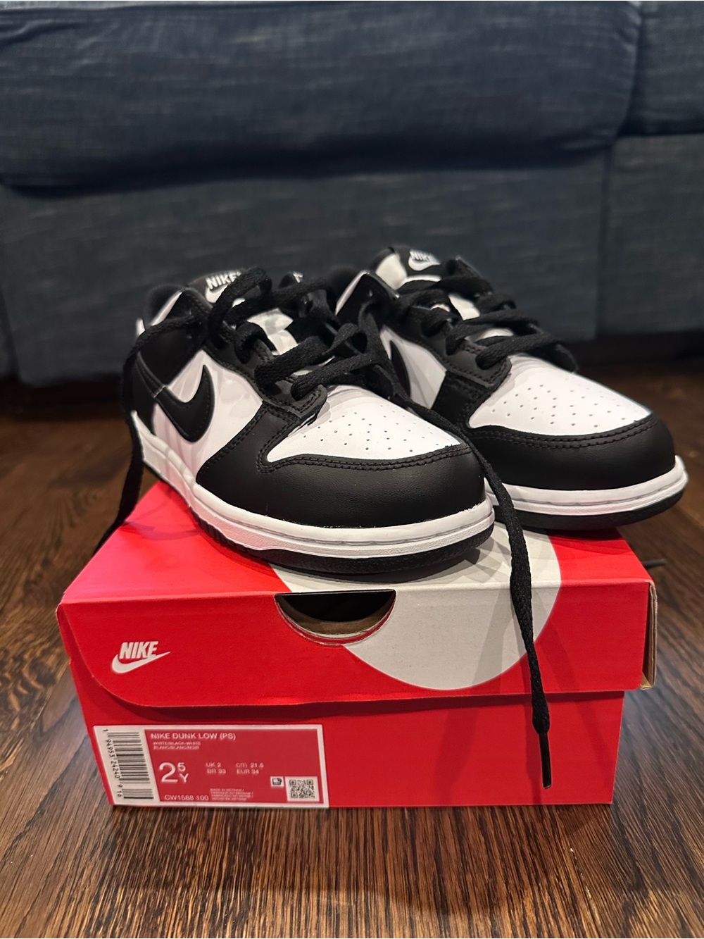 Nike Dunk Low Black White Panda Kids Size 2.5Y Brand New